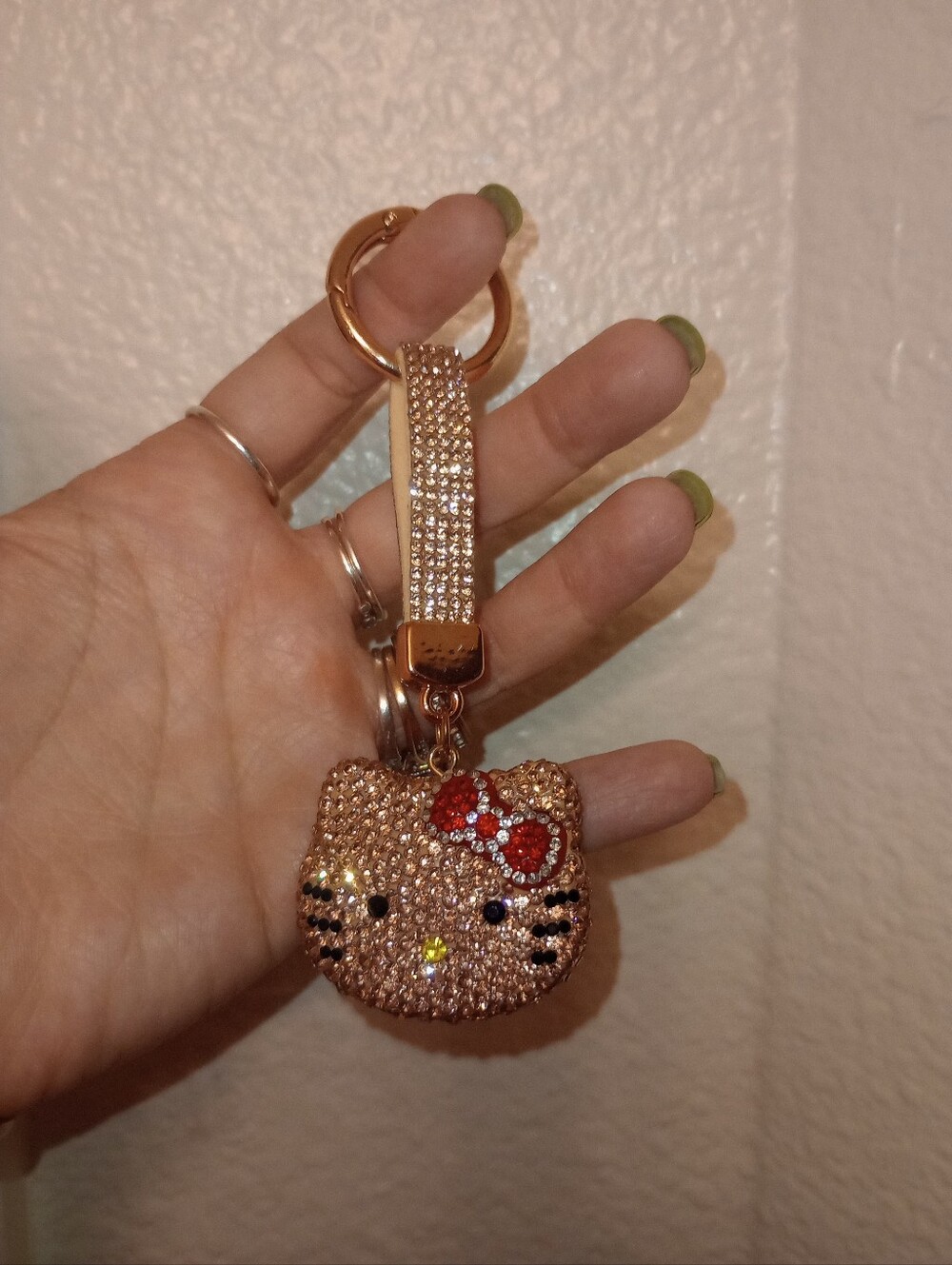 Hello Kitty Rose Gold Crystal Bag Charm